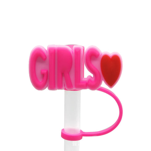 Straw Mouthpiece Silicone Dust Plug Decorative Buckle Clip Personalized Letter Label for Tumblers